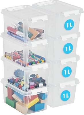 SmartStore 1L kleine Kunststoff Aufbewahrungsboxen mit Deckel - 9er Set - transparent