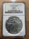 ⭐️1999 $1 1-oz American Silver Eagle NGC MS69 Brown Label⭐️