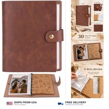 4x6 photo album 60 pockets scrapbook DIY leather kraft paper 30 pages