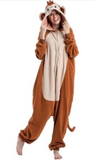 Spooktacular Creations Unisex Adult Hooded Plush Monkey Costume 0nesie Size S