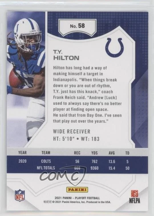 2021 Panini Playoff 4th Down /25 TY Hilton #58 - Image 2 of 2