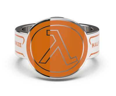 Half Life Ring, Gold Halbwertsring, Lambda Ring, massiv Silber, Gold, Platin