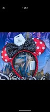Disney Parks Red White Polka Dot with Black Bow Sequins Minnie Ears 2025 NWT