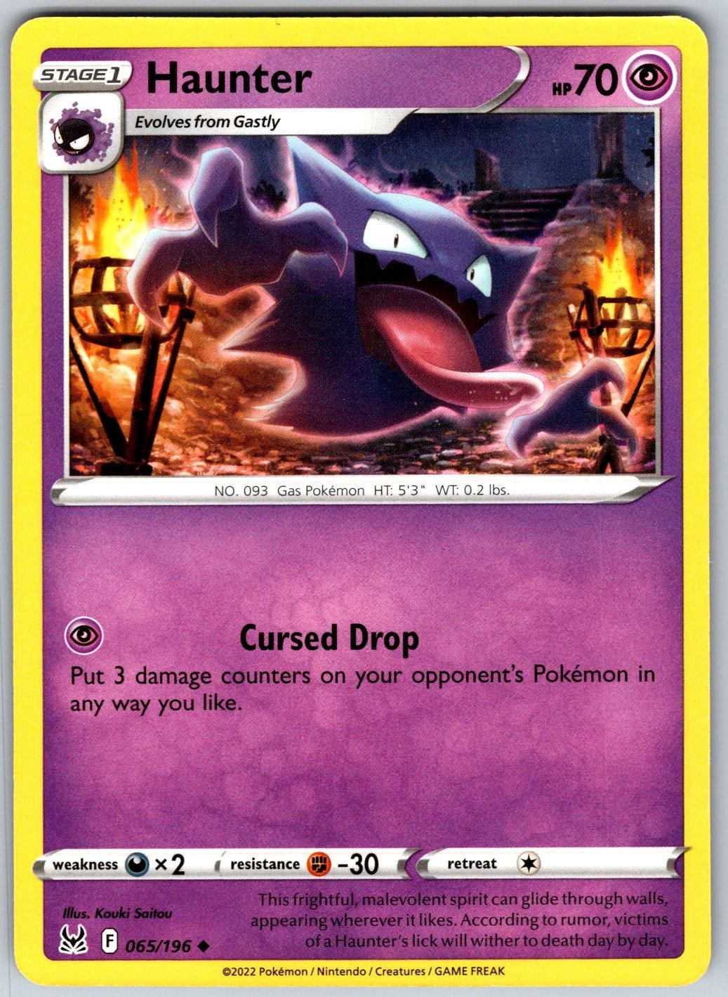 Haunter 065/196 Uncommon Lost Origin Pokemon Near Mint