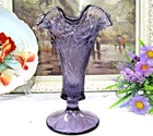 Fenton Amethyst purple with  Daffodil raised  Vase   7.5   Vintage Glass