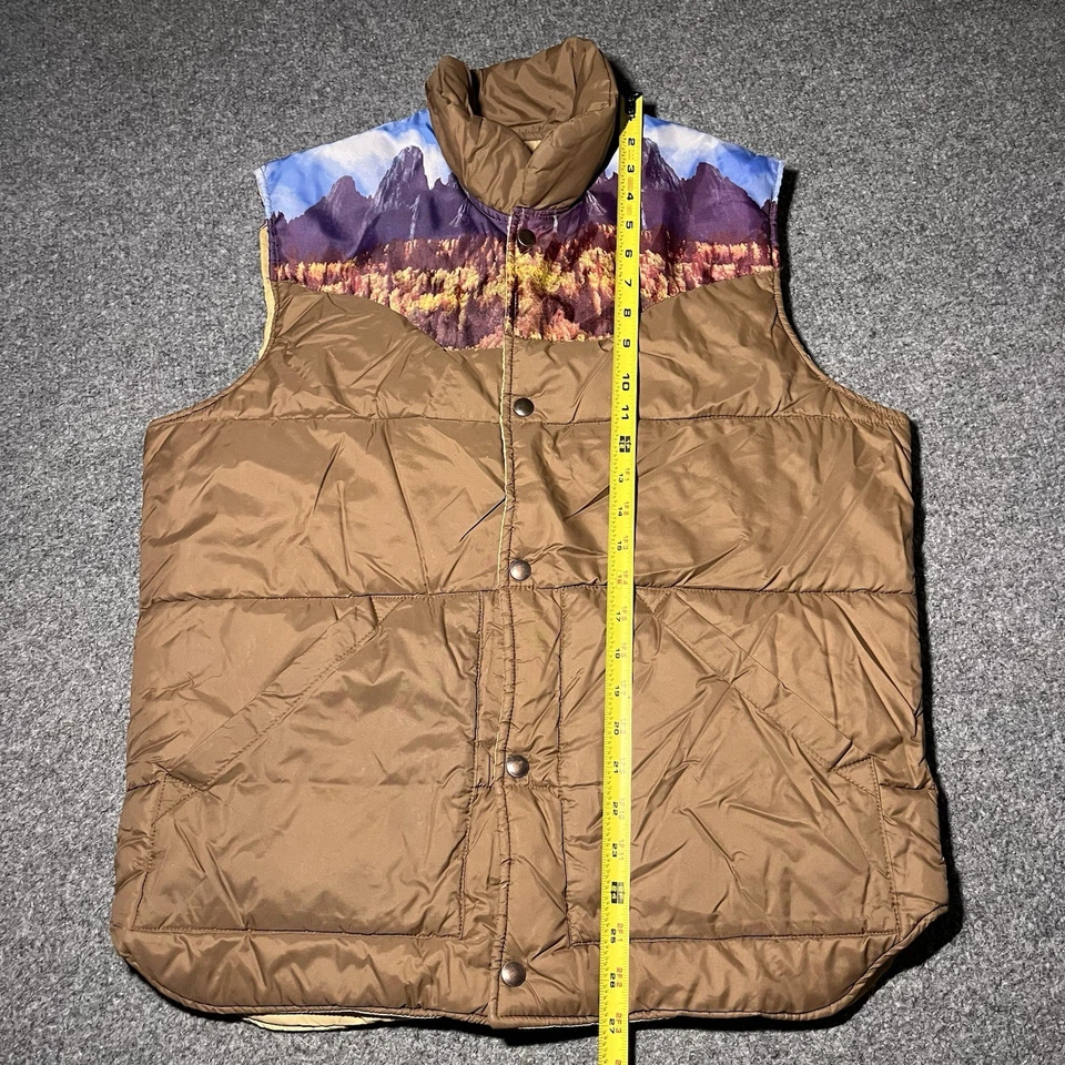 Vintage Sears Western Wear Vest Mens Medium Outdoor Horse Brown Snap Button USA - Image 3 of 4