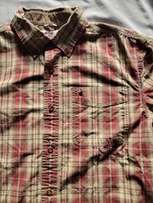 Carhartt Relaxed Fit Long Sleeve Button Down Plaid Shirt Mens Size L Red Beige