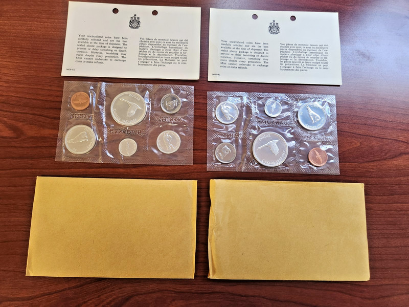 1967 Canada Centennial Uncirculated Silver Coin Sets (2) – 6 Coins Each, 2.22 oz