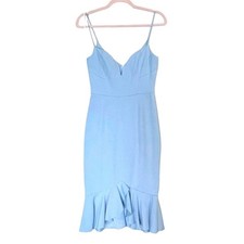 Issue New York Fitted Feminine Knee Length Baby Blue Cocktail Dress Size XS