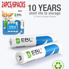 24pcs/6Packs AAA Alkaline Batteries EBL Branded,24 Count