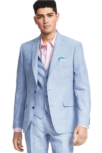 Bar III Mens Slim-Fit Linen Two Button Suit Jacket 38 Long Blue Blazer NWT