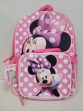 Large Backpack - Disney Minnie Mouse Polka Dot w/Lunch Bag School 16" NEW Girls