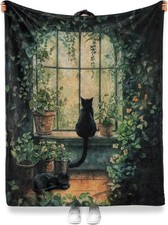 Black Cat Blanket, Cozy Cats Blankets for Cat Lovers 60"x50" Soft Plush Black Ca