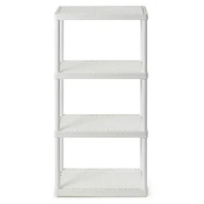 Gracious Living 4 Shelf Fixed Height Solid Light Duty Home Storage Unit, White