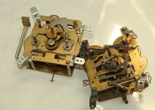 E4y0 / Two Wall Clock Mechanical Movements Spares by Regulator Post 1950