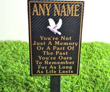 Memorial Plaque Personalised Grave Marker Gold Text with Dove Remembrance