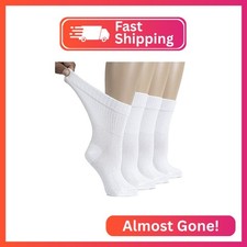 Hugh Ugoli Women's Cotton Diabetic Crew Socks, Wide, Thin, Loose Fit and Stretch