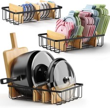 3-Pack Adjustable Lid Organizers - Large Kitchen Cabinet Organizer for Food