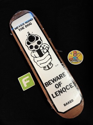 RARE Jeff Lenoce Beware Of Dog Sign Baker Skateboard Deck Pro