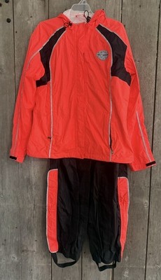 Women s Harley-Davidson 2 Piece Rain Suit Hi-Vis Orange Waterproof  Gear size L