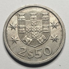 1972 Portugal 2-1/2 Escudos - Portuguese Coin - Copper Nickel - World Coin 