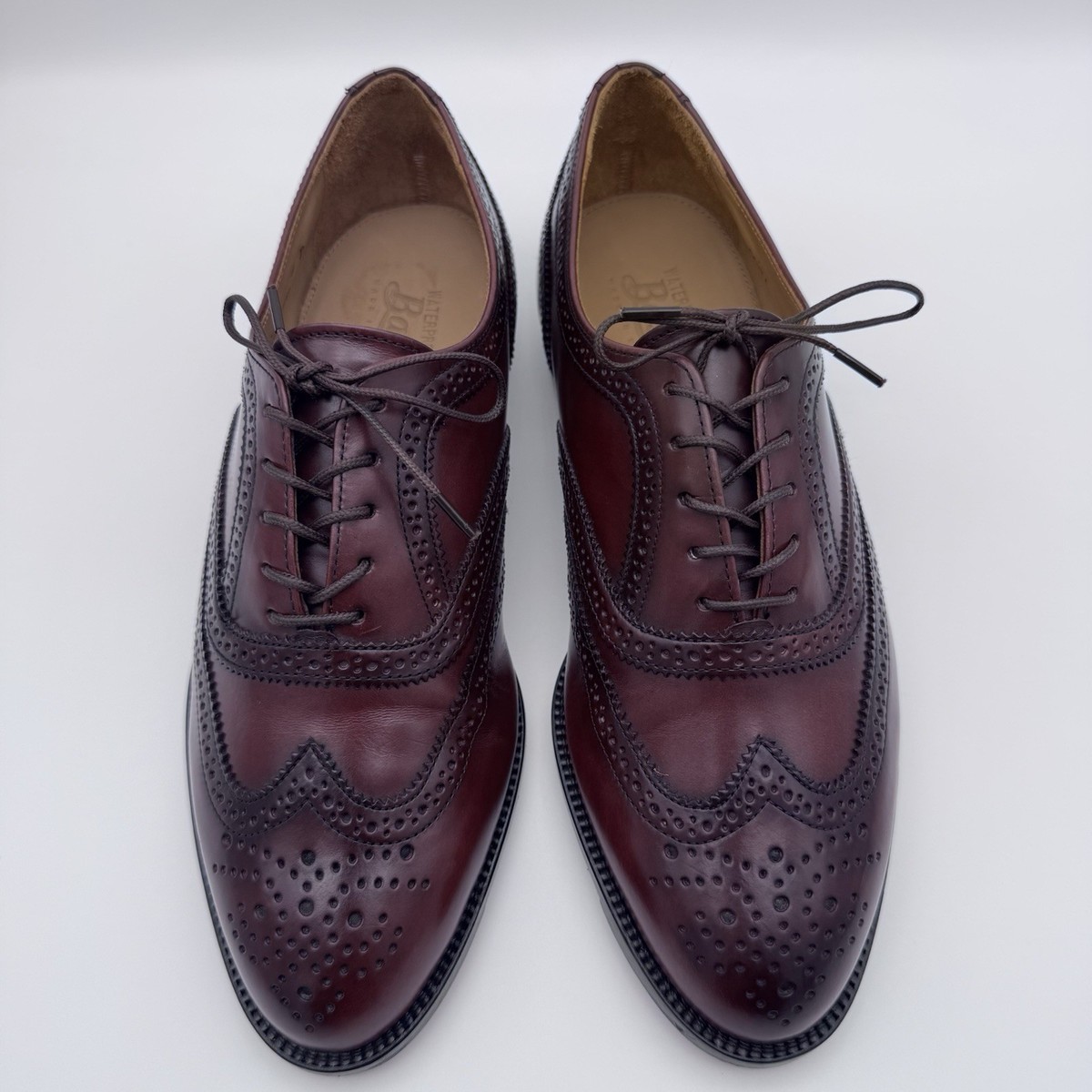 G.H. Bass Mens 13 Burgundy Leather Cap Toe Derby Shoes Made in Italy Brogue Deep burgundy, polished leather, and a century of heritage  main image 3