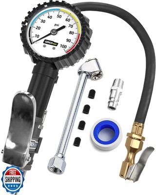 Tire Inflator with Pressure Gauge and Longer Hose - Most Accurate