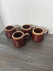 Vintage McCoy Pottery USA #7025 Brown Drip Glaze Coffee Mugs Set of 4 USA