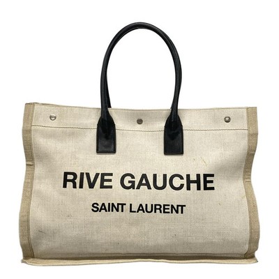 Auth SAINT LAURENT PARIS Rive Gauche Tote Bag 499290 Cream Beige