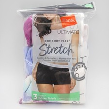 HANES BOXER BRIEFS SZ 8 XL Ultimate Comfort Flex Stretch Women 3-PACK Colors B19