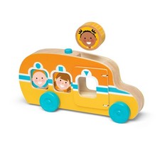 Melissa  Doug GO Tots Wooden Roll  Ride Bus with 3 Disks - FSC Certified