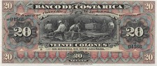 Costa Rica 5 Colones San Jose, ND. Billet de banque 1901 série D non circulé AAZ 7