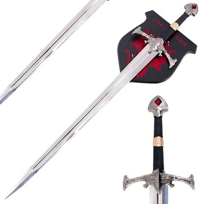 Custom Handmade House Of Dragon Sword of Aegon House Targaryen & Leather Sheath