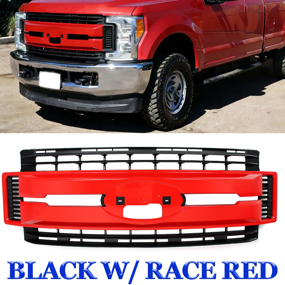 Front Bumper Grille Assembly For Ford F250 F350 Super Duty XL 2017-2019 Race Red
