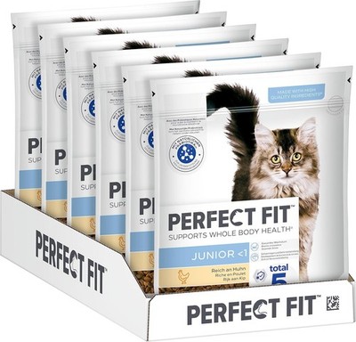 PERFECT FIT Junior Trockenfutter für Katzen unter 1 Jahr - Huhn, 750g (6 Beutel)
