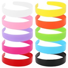 10 Pcs Headbands Girls Women 1 Inch Wide Plastic Teeth Plain Colorful Hard