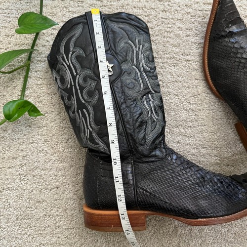 Los Altos Boots Men 9.5 EE Black Genuine Python Square Toe Cowboy Western Boots - Picture 10 of 14