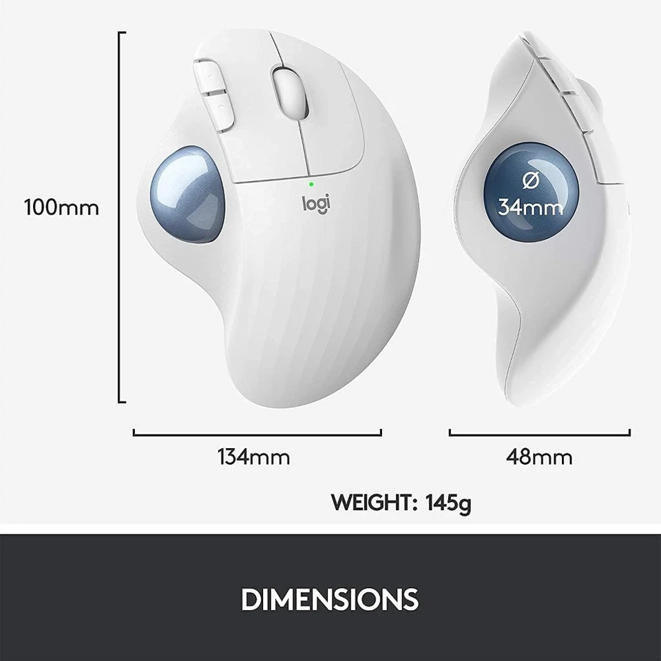 Logitech M575 Wireless Mouse Ergonomic Trackball - Precision & Comfort White - Image 3 of 4