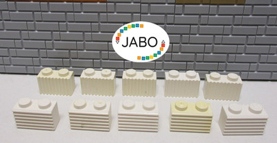 (E4/4/12) LEGO 10 x 2877 Stein 1x2 geriffelt weiß