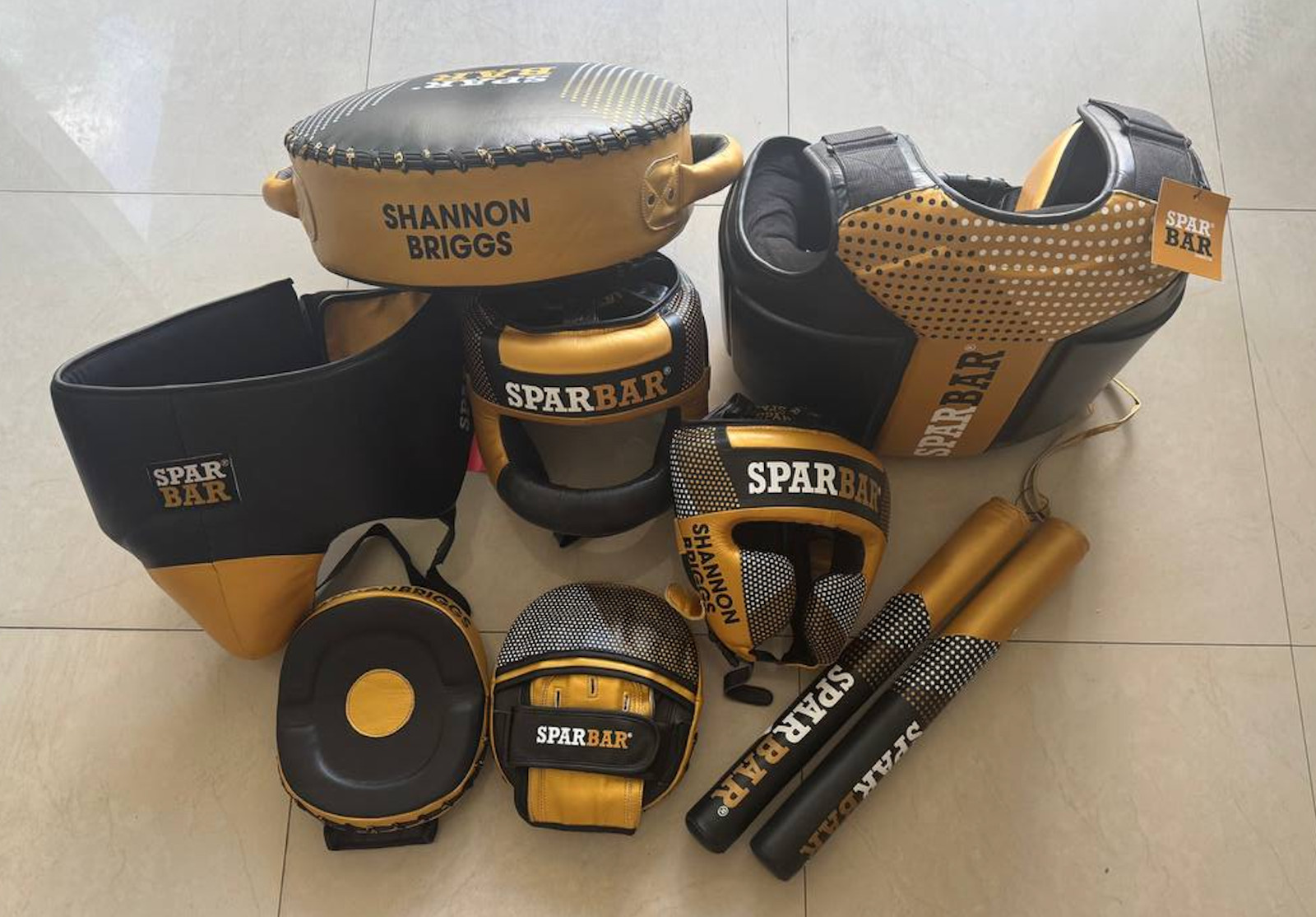 SPARBAR Gold Black Boxing Sparring Kit Shannon Briggs Personalized SB1