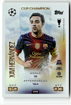 Topps Match Attax CL 2025-26 No. 349 Xavi Hernandez Cup Champion