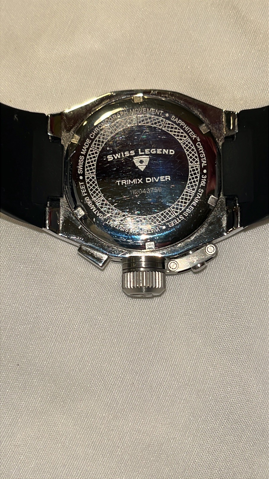 Swiss Legend Men's Trimix Diver Chronograph RARE Blue Dial Watch New Battery!