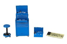 Blue Tire Brigade 4 Piece Tool Set 1:18 Diorama Figure Set Motorhead #190