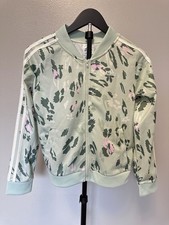 adidas Girl's Mint Green Floral Track Jacket Zip-Up Size S