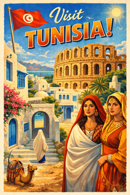 TUNISIA TRAVEL POSTER *2X3 FRIDGE MAGNET* VISIT NEAR EAST VACATION ARAB NATIONS