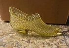 Vintage Fenton Amber Glass Yellow Shoe Daisy And Button