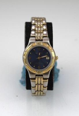 Hugo Max Uhr Damen Silber Gold Edelstahl 30m Batterie Datum Blau Quarz