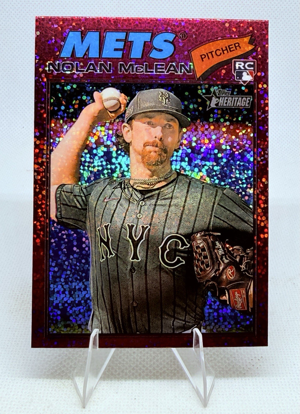 2026 Topps Heritage - Nolan McLean #150 Chrome Burgundy Sparkle Refractor (RC)