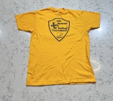 Vintage 1984 JC’s National Softball Tournament Yellow T-Shirt USA Made Large