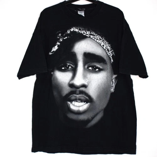 Tupac Mens XL Y2K Big Face Hip-Hop Rap Tee T-Shirt R Vintage vintage concert t-shirt, vintage, size XL, single stitch, B+ condition